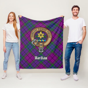 Clan Wardlaw Crest over Tartan Fleece Blanket