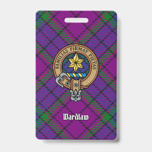 Clan Wardlaw Crest over Tartan ID Badge