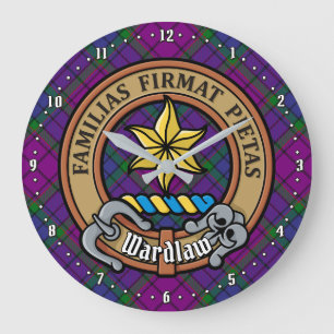 Clan Wardlaw Crest over Tartan Large Clock