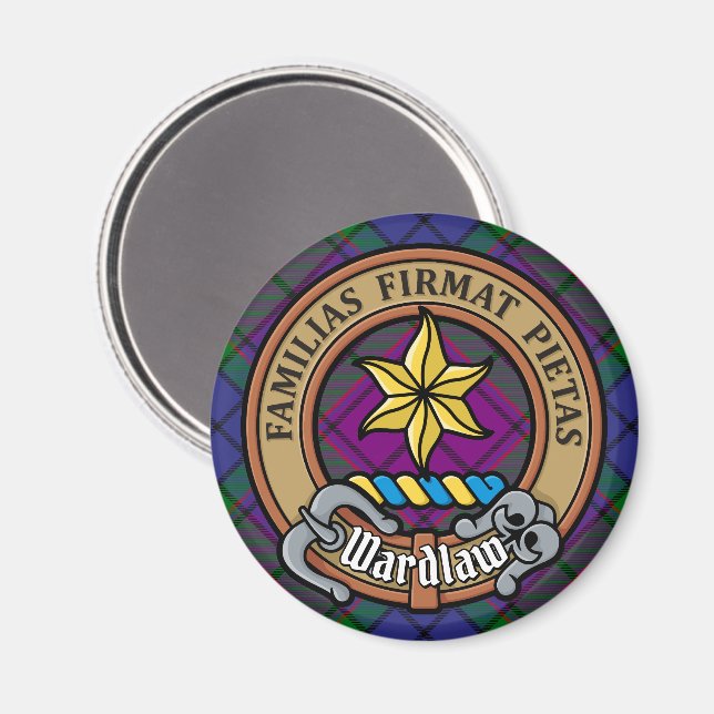Clan Wardlaw Crest over Tartan Magnet (Front/Back)