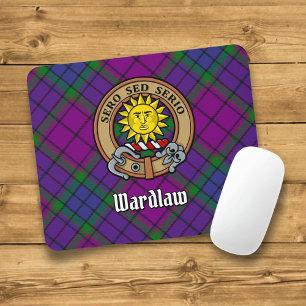 Clan Wardlaw Crest over Tartan Mouse Mat