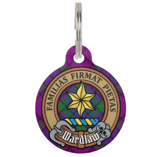 Clan Wardlaw Crest over Tartan Pet Tag