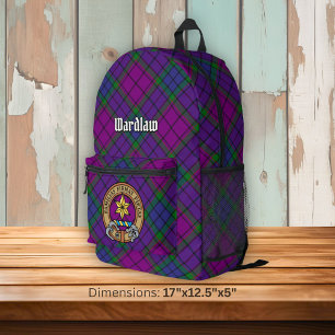 Clan Wardlaw Crest over Tartan Printed Backpack