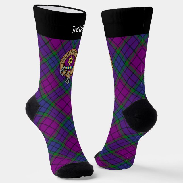 Clan Wardlaw Crest over Tartan Socks (Angled)