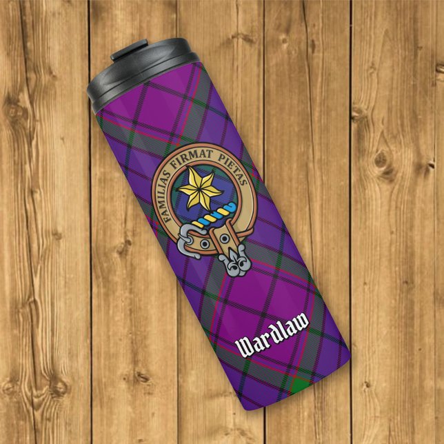 Clan Wardlaw Crest over Tartan Thermal Tumbler (Creator Uploaded)