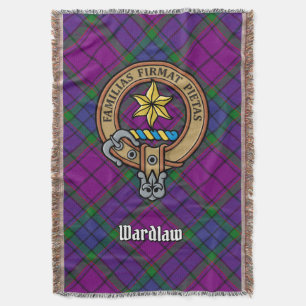 Clan Wardlaw Crest over Tartan Throw Blanket
