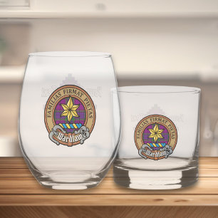 Clan Wardlaw Crest over Tartan Whiskey Glass