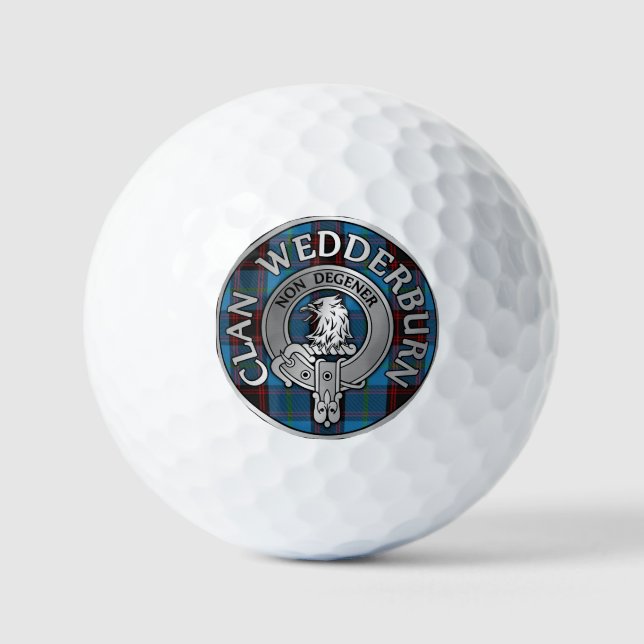 Clan Wedderburn Crest & Tartan Golf Balls (Front)