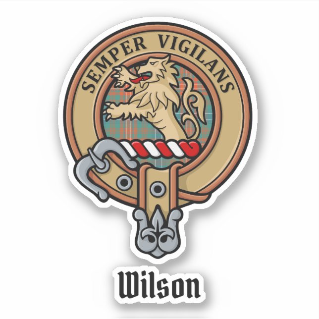 Clan Wilson Crest over Ancient Tartan (Front)
