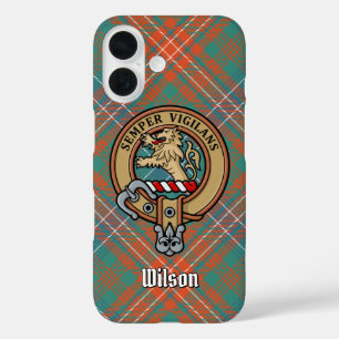Clan Wilson Crest over Ancient Tartan iPhone 16 Case