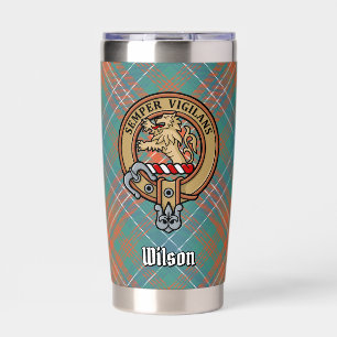 Clan Wilson Crest over Ancient Tartan Insulated Tumbler