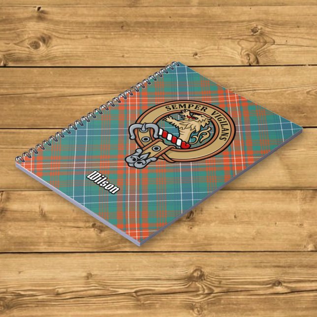 Clan Wilson Crest over Ancient Tartan Notebook (Creator Uploaded)
