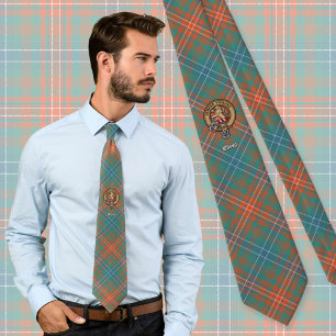 Clan Wilson Crest over Ancient Tartan Tie