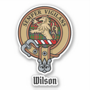 Clan Wilson Crest over Modern Tartan