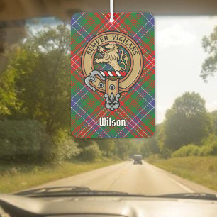 Clan Wilson Crest over Modern Tartan Car Air Freshener