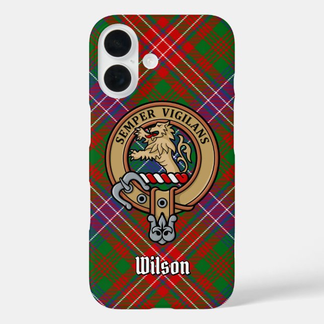 Clan Wilson Crest over Modern Tartan Case-Mate iPhone Case (Back)