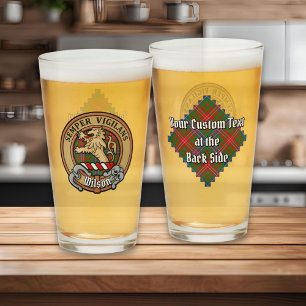 Clan Wilson Crest over Modern Tartan Glass