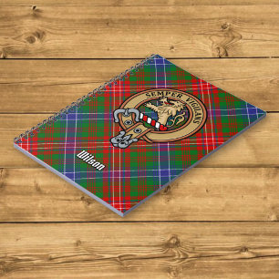 Clan Wilson Crest over Modern Tartan Notebook