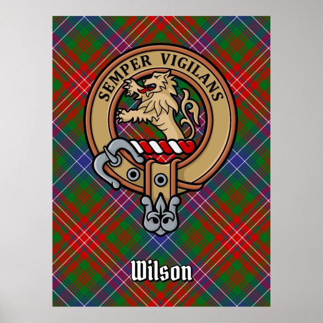 Clan Wilson Crest over Modern Tartan Poster (Front)