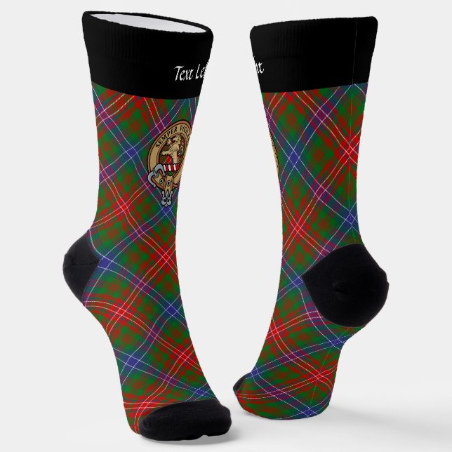 Clan Wilson Crest over Modern Tartan Socks (Angled)