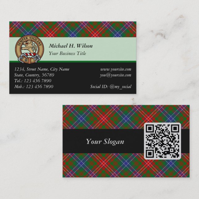 Clan Wilson Modern Tartan Business Card (Front/Back)