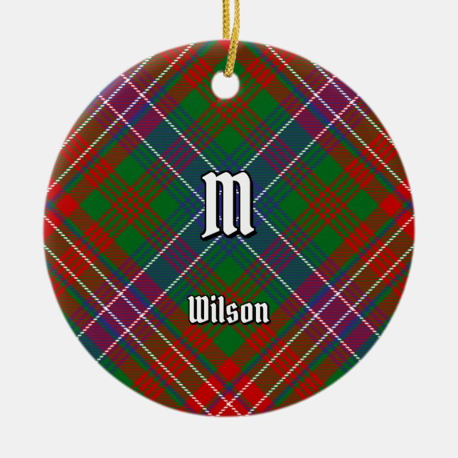 Clan Wilson Modern Tartan Ceramic Tree Decoration (Front)
