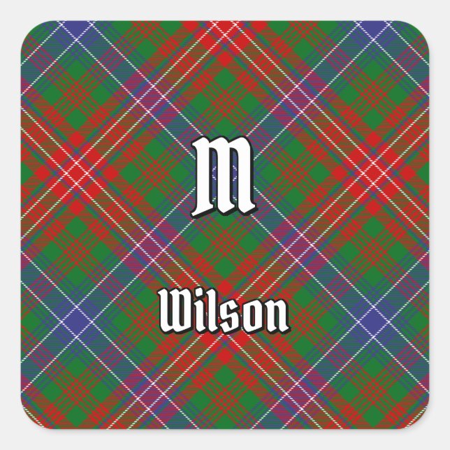 Clan Wilson Modern Tartan Square Sticker (Front)