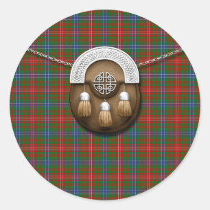 Clan Wilson Tartan And Sporran Classic Round Sticker