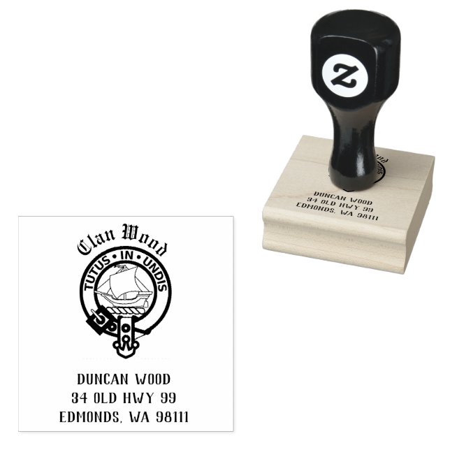 Clan Wood Crest Badge Customisable Rubber Stamp (Stamped)