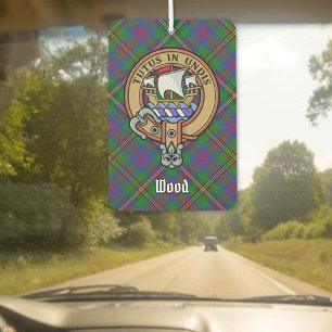 Clan Wood Crest over Tartan Car Air Freshener