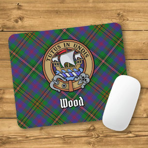 Clan Wood Crest over Tartan Mouse Mat