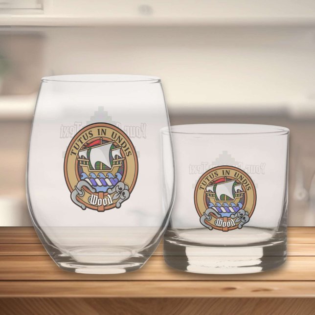 Clan Wood Crest over Tartan Whiskey Glass (Creator Uploaded)