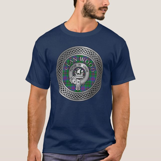 Clan Wood Crest & Tartan Knot T-Shirt (Front)