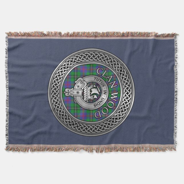 Clan Wood Crest & Tartan Knot Throw Blanket (Front)