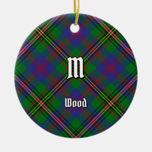 Clan Wood Tartan Ceramic Tree Decoration