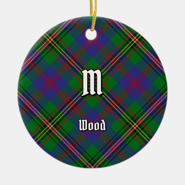 Clan Wood Tartan Ceramic Tree Decoration (Front)
