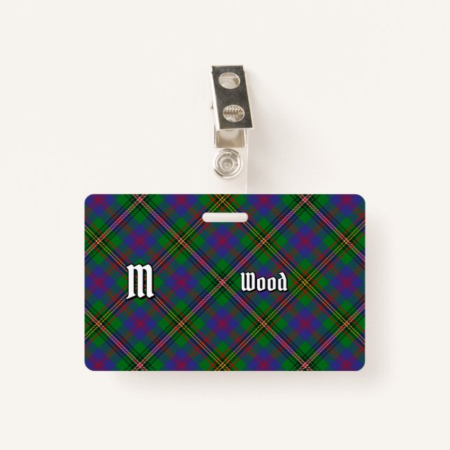 Clan Wood Tartan ID Badge (Front with Clip)