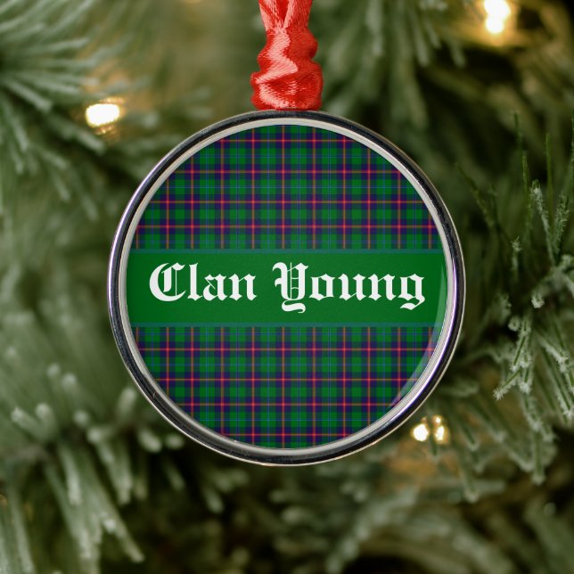 Clan Young Tartan Plaid  Personalised  Metal Tree Decoration (Tree)