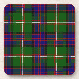 Clanranald tartan blue green plaid coaster