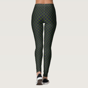 Clanranald tartan blue green plaid leggings