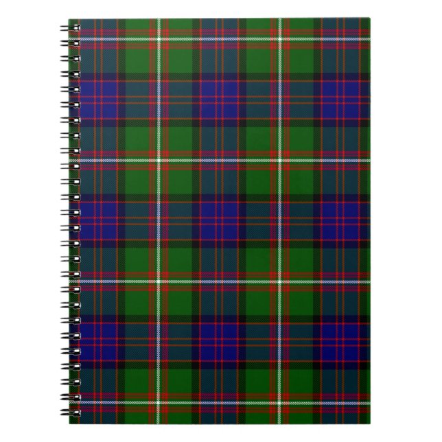Clanranald tartan blue green plaid notebook (Front)