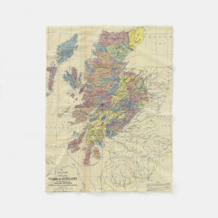 Clans Of Scotland Historical Map Clan Locations Fleece Blanket