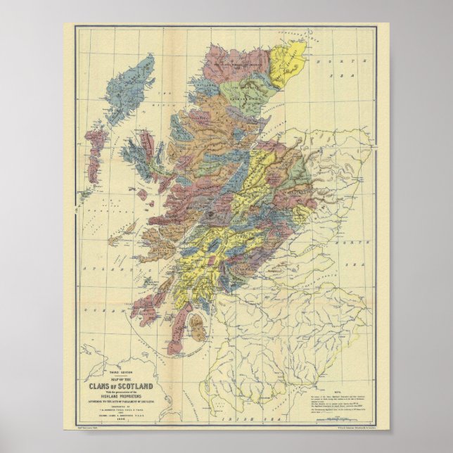 Clans Of Scotland Historical Map Clan Locations Poster (Front)