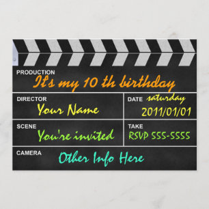clapperboard cinema invitation