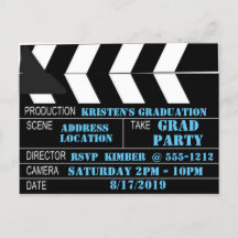 Clapperboard Postcard Personalised Invitation