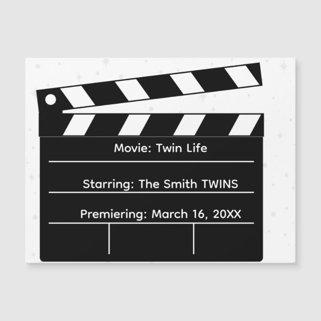 Clapperboard Twin Pregnancy Announcement  (Front)