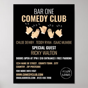 Clapping Hands, Comedian, Comedy Club Advertising Poster