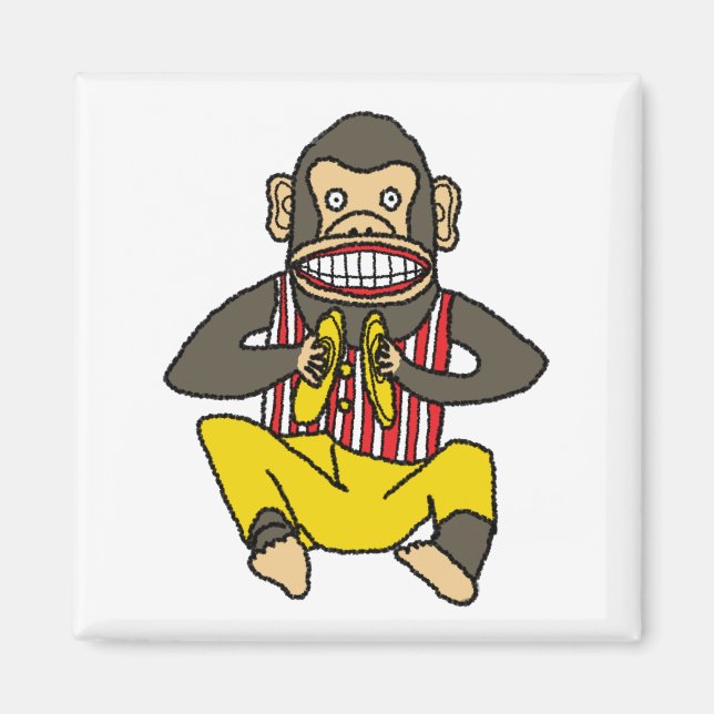 Clapping Monkey, Vintage Wind Up Toy Magnet (Front)