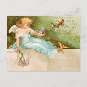 Clapsaddle: Angel Playing with Birds Postcard