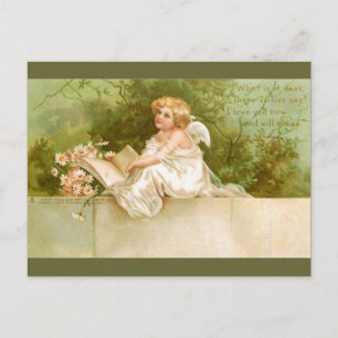 Clapsaddle: Angel with Book and Flowers Postcard